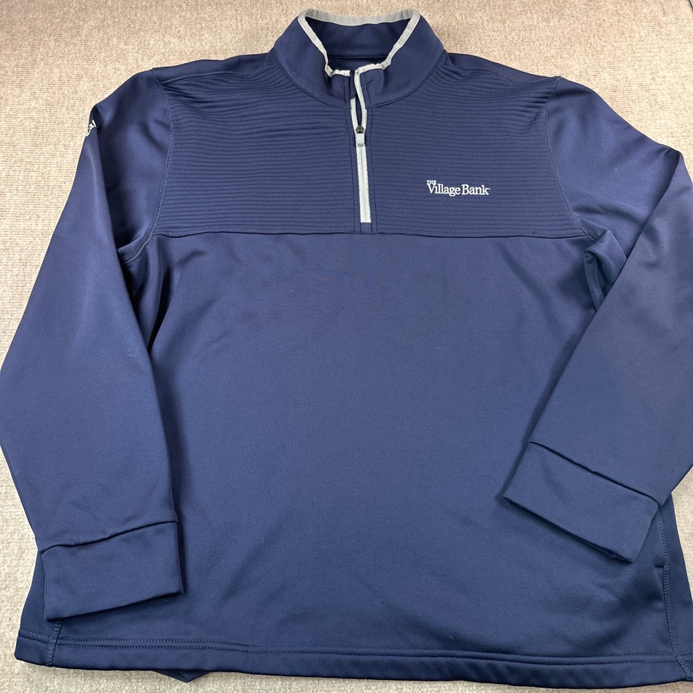 Callaway Weather Series Mens XL Navy Blue Quarter Zip Fleece Pullover Golf Top